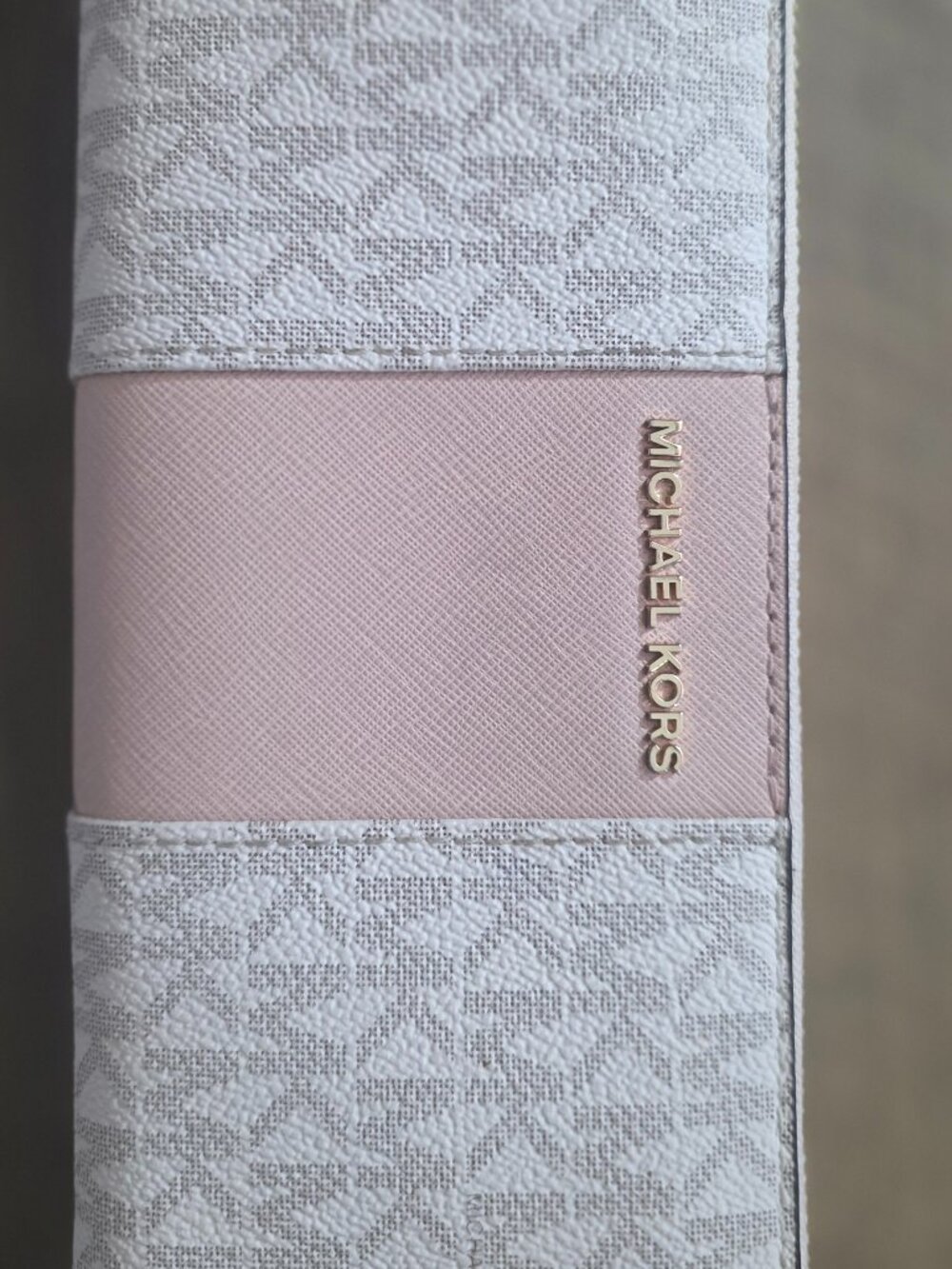 Michael Kors Jet Set Travel Large Continental Wallet Vanilla Soft Pink MK Stripe